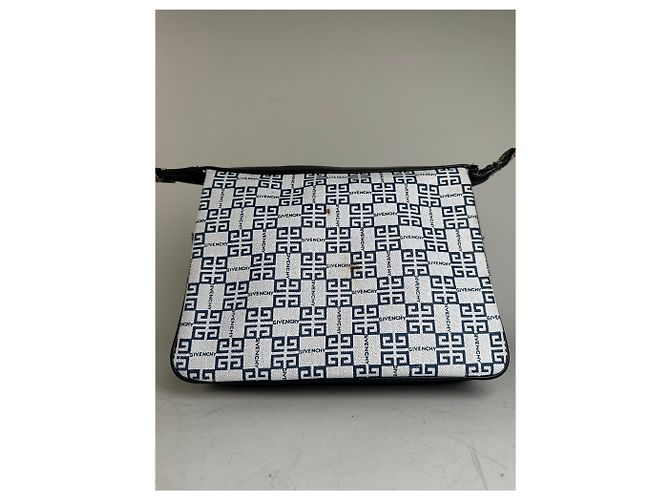 Borsa a tracolla vintage Givenchy in tela Bianco Blu Navy Oro - vista 2