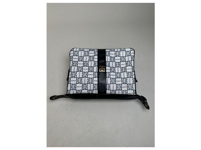Borsa a tracolla vintage Givenchy in tela Bianco Blu Navy Oro - vista 7