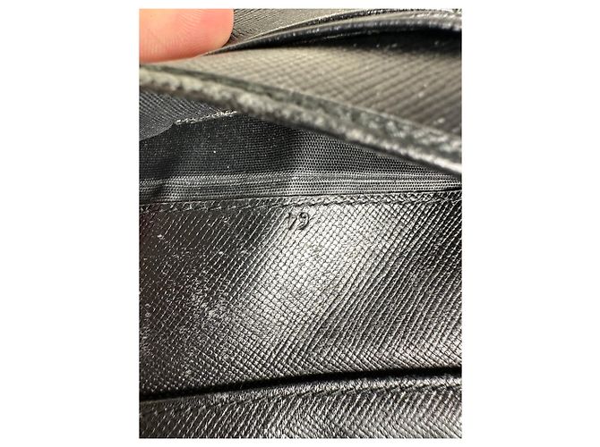 Vintage Prada Saffiano Leather Wallet Black Silver - view 8