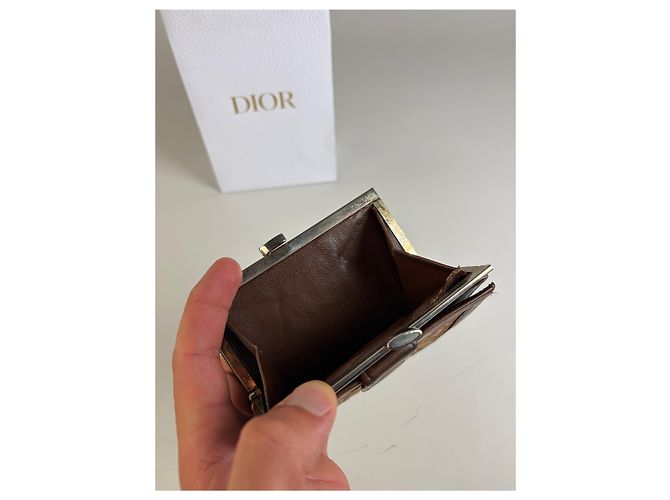 Vintage Dior Oblique Canvas Wallet Brown Beige Silver - view 3