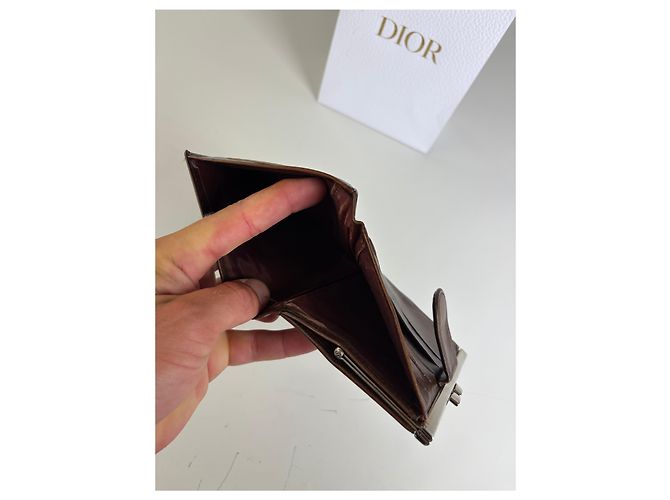 Vintage Dior Oblique Canvas Wallet Brown Beige Silver - view 8