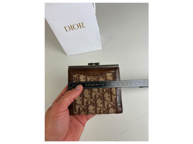 Vintage Dior Oblique Canvas Wallet Brown Beige Silver - view 9