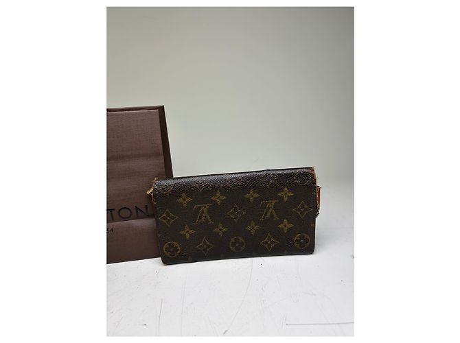 Vintage Louis Vuitton Monogram Canvas Long Wallet Brown Beige - view 10