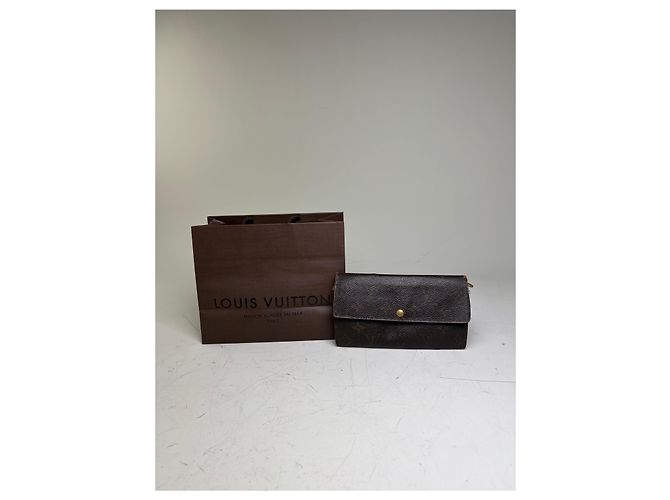 Vintage Louis Vuitton Monogram Canvas Long Wallet Brown Beige - view 2