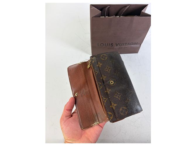 Vintage Louis Vuitton Monogram Canvas Long Wallet Brown Beige - view 3