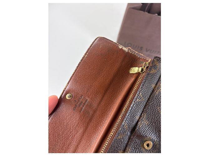 Vintage Louis Vuitton Monogram Canvas Long Wallet Brown Beige - view 4