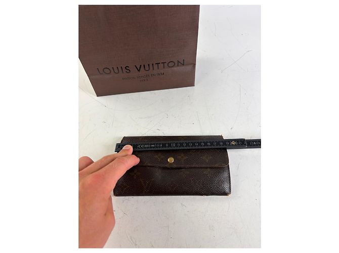 Vintage Louis Vuitton Monogram Canvas Long Wallet Brown Beige - view 7