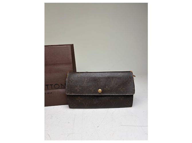 Vintage Louis Vuitton Monogram Canvas Long Wallet Brown Beige - view 9