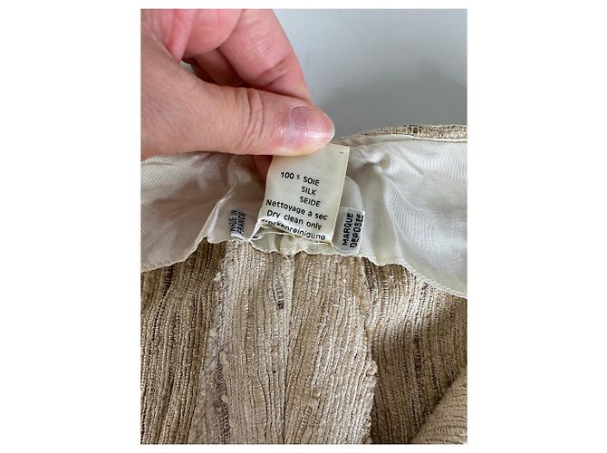 16 Céline Vintage Celine Seidenhose Creme Goldener Verschluss M - Ansicht 11