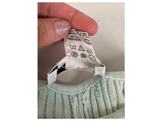 Céline Vintage Celine Viskose-Midikleid Hellmintgrün M Roh - Ansicht 10