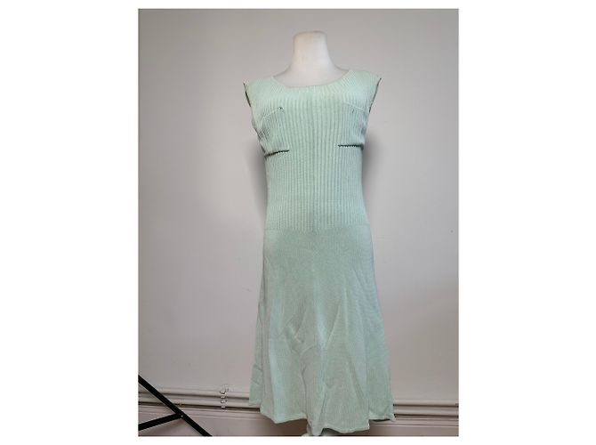 Céline Vintage Celine Viskose-Midikleid Hellmintgrün M Roh - Ansicht 12