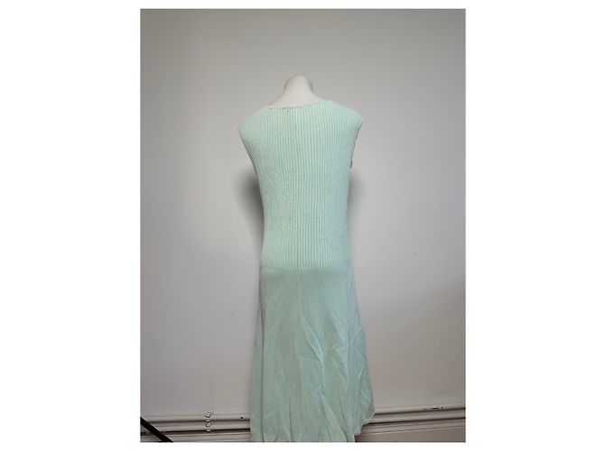 Céline Vintage Celine Viskose-Midikleid Hellmintgrün M Roh - Ansicht 13