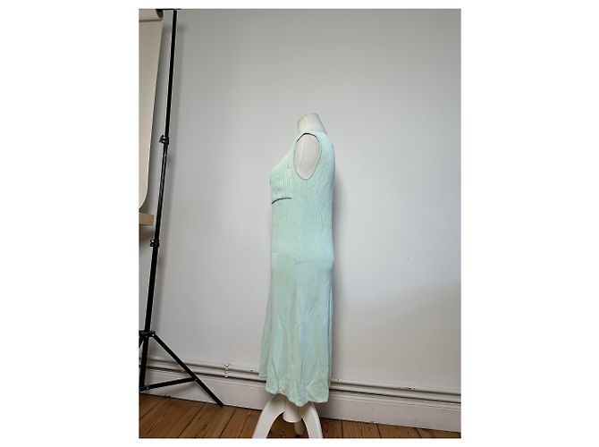 Céline Vintage Celine Viskose-Midikleid Hellmintgrün M Roh - Ansicht 2