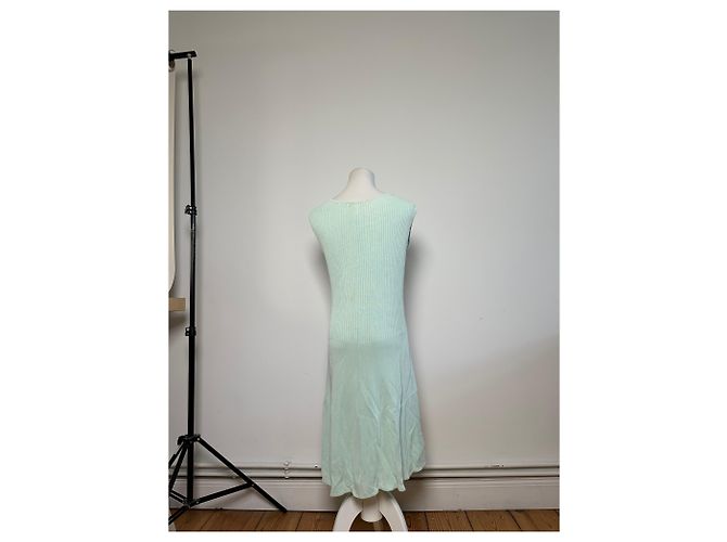 Céline Vintage Celine Viskose-Midikleid Hellmintgrün M Roh - Ansicht 3