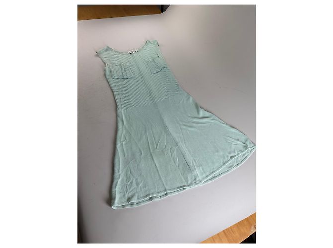 Céline Vintage Celine Viskose-Midikleid Hellmintgrün M Roh - Ansicht 4
