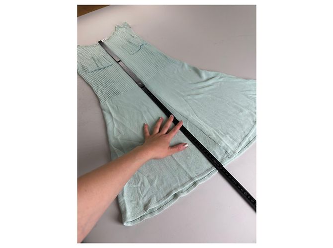 Céline Vintage Celine Viskose-Midikleid Hellmintgrün M Roh - Ansicht 5