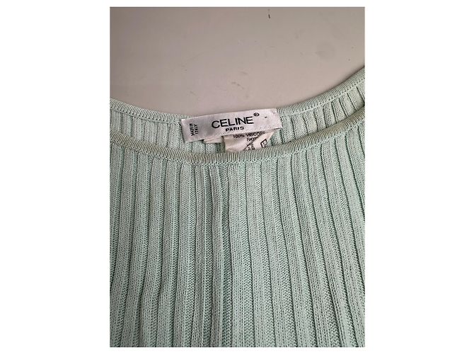 Céline Vintage Celine Viskose-Midikleid Hellmintgrün M Roh - Ansicht 7