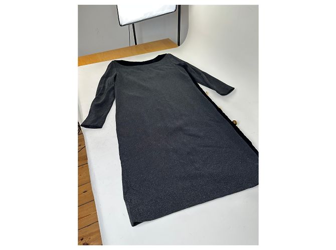 Vintage Givenchy Samtbesatz Kleid Schwarz M - Ansicht 6
