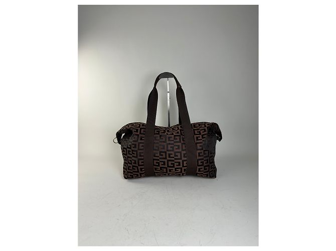 Vintage Givenchy 4G Logo Nylon Tote Braun Schwarz - Ansicht 10
