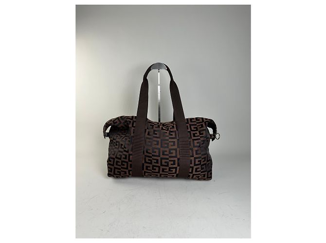Vintage Givenchy 4G Logo Nylon Tote Braun Schwarz - Ansicht 11