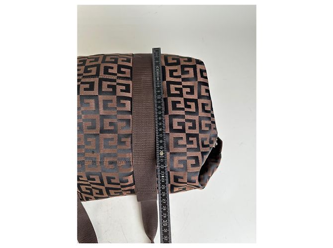 Vintage Givenchy 4G Logo Nylon Tote Braun Schwarz - Ansicht 13
