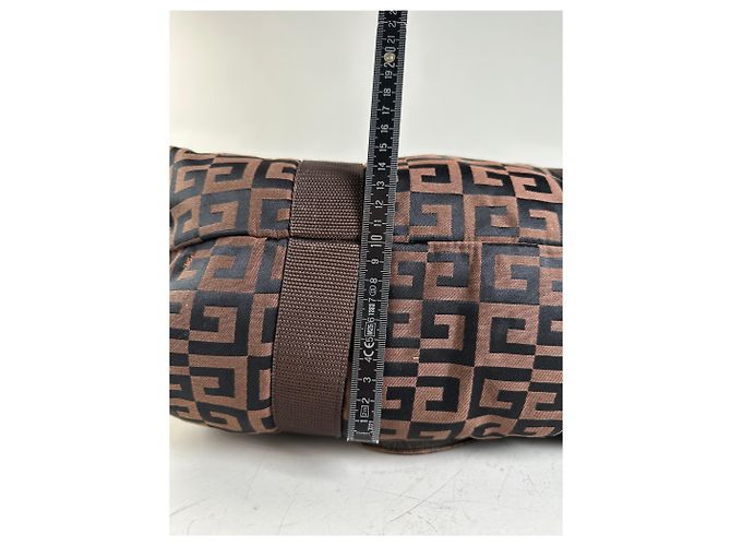 Vintage Givenchy 4G Logo Nylon Tote Braun Schwarz - Ansicht 14