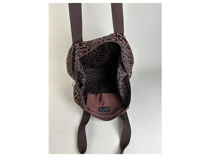 Vintage Givenchy 4G Logo Nylon Tote Braun Schwarz - Ansicht 3