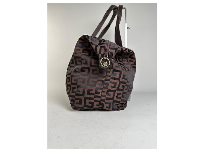 Vintage Givenchy 4G Logo Nylon Tote Braun Schwarz - Ansicht 5