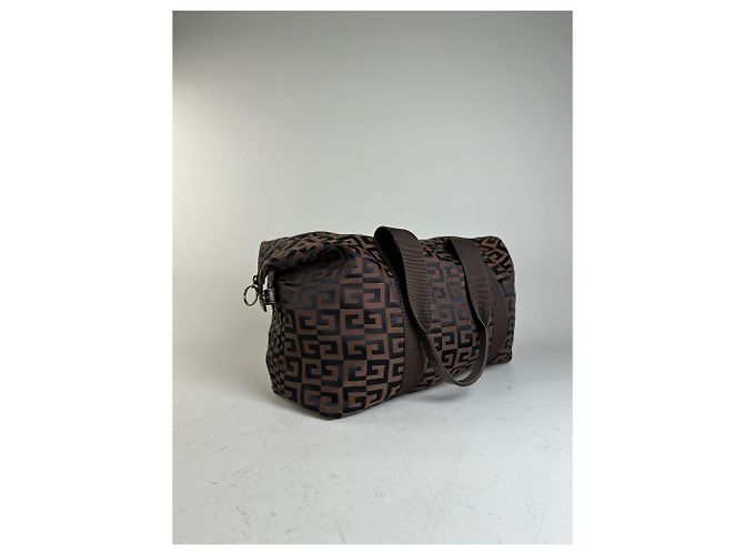 Vintage Givenchy 4G Logo Nylon Tote Braun Schwarz - Ansicht 6