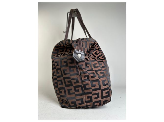 Vintage Givenchy 4G Logo Nylon Tote Braun Schwarz - Ansicht 7