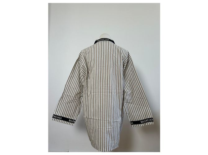 Camicia in cotone a righe vintage Balenciaga da uomo Crema Beige M - vista 10