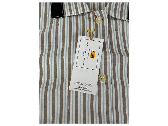 Camicia in cotone a righe vintage Balenciaga da uomo Crema Beige M - vista 4