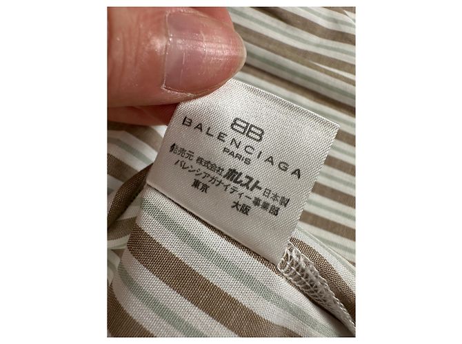 Camicia in cotone a righe vintage Balenciaga da uomo Crema Beige M - vista 8