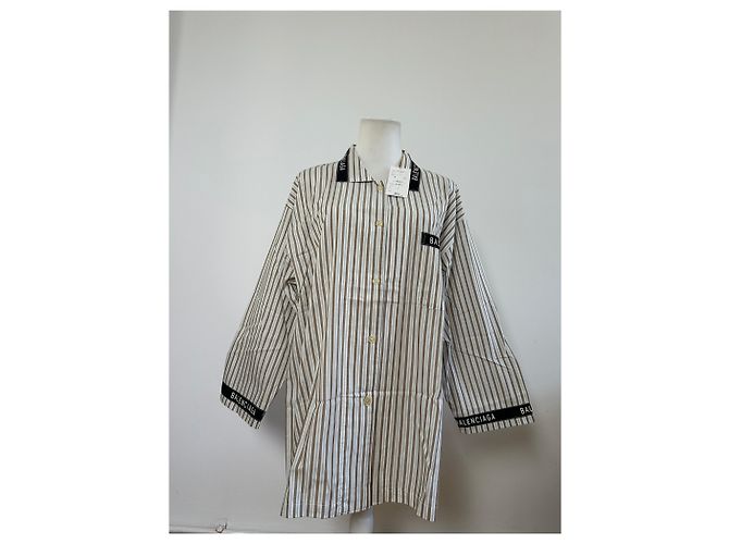 Camicia in cotone a righe vintage Balenciaga da uomo Crema Beige M - vista 9