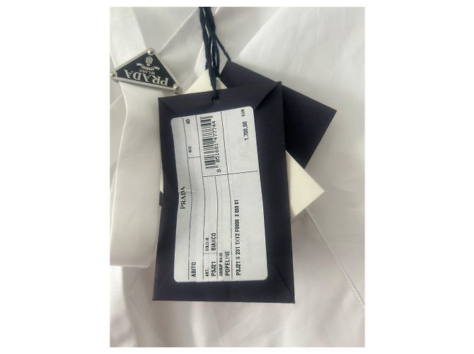 Prada Baumwollhemdkleid weiß schulterfrei - Ansicht 13