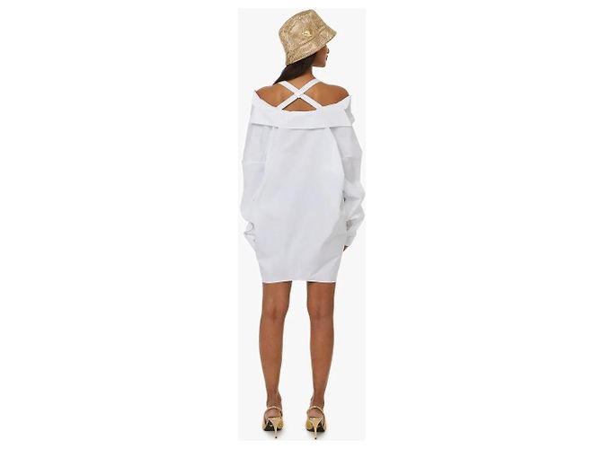 Prada Baumwollhemdkleid weiß schulterfrei - Ansicht 3