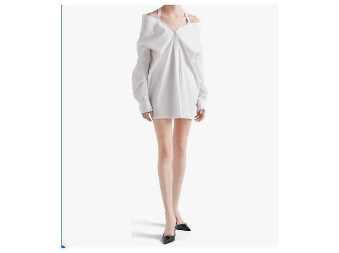 Prada Baumwollhemdkleid weiß schulterfrei - Ansicht 5