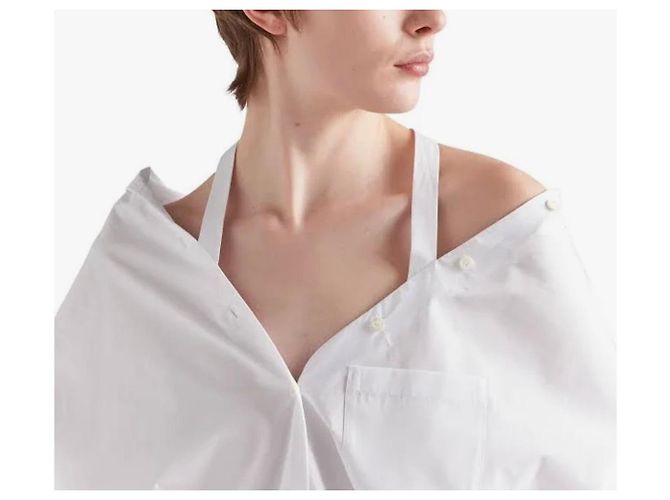 Prada Baumwollhemdkleid weiß schulterfrei - Ansicht 6