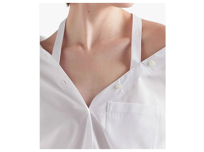Prada Baumwollhemdkleid weiß schulterfrei - Ansicht 9