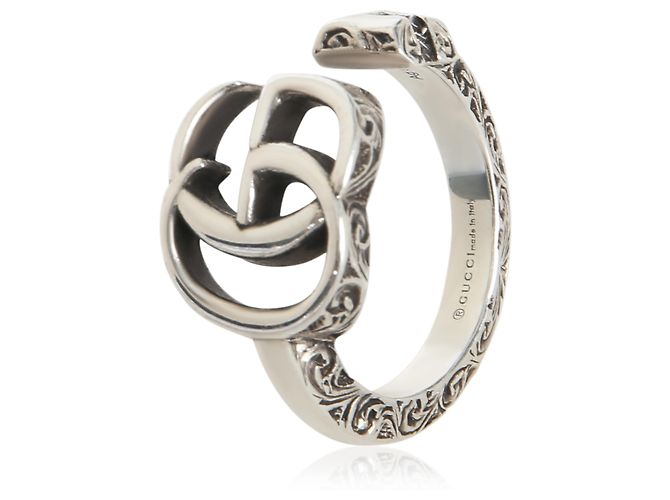 Anello Gucci in argento sterling con motivo GG Marmont - vista 2