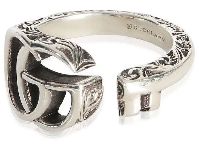 Anello Gucci in argento sterling con motivo GG Marmont - vista 3