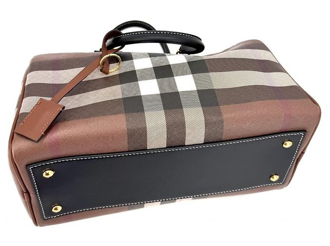 Borsa Boston Burberry con motivo Medium Check da donna Marrone Nero - vista 3