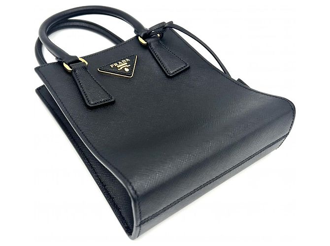 Mini borsa tote Prada con logo a triangolo per donna Nero - vista 3