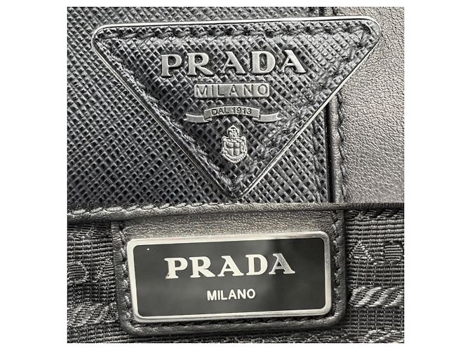 Borsa a tracolla in pelle nera da uomo Prada Nero - vista 5