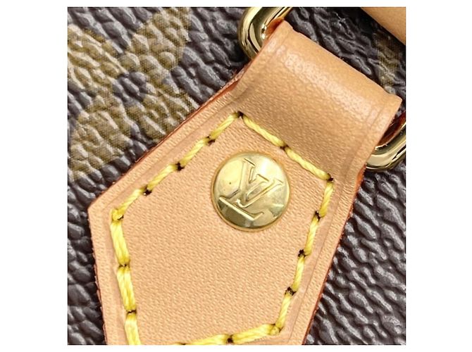 Borsa a tracolla mini Louis Vuitton Monogram Petite Sac Plat da donna Marrone - vista 12