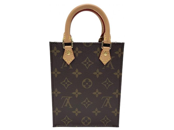 Borsa a tracolla mini Louis Vuitton Monogram Petite Sac Plat da donna Marrone - vista 2