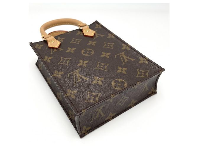 Borsa a tracolla mini Louis Vuitton Monogram Petite Sac Plat da donna Marrone - vista 3