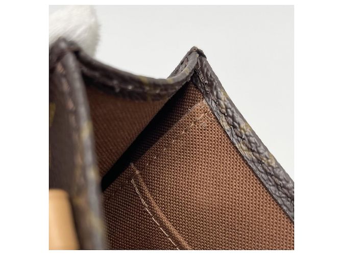 Borsa a tracolla mini Louis Vuitton Monogram Petite Sac Plat da donna Marrone - vista 9