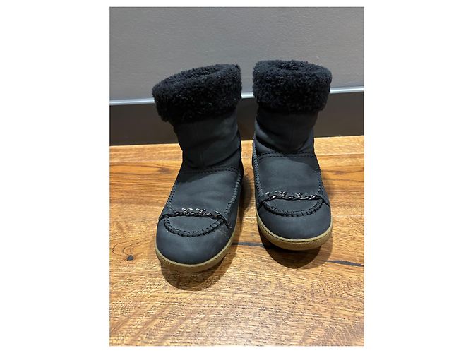 Stivali Chanel in pelle nera foderati in shearling Taglia 37 Nero - vista 9