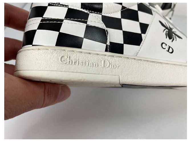 Christian Dior D-BEE Check Leder-Sneaker Schwarz Weiß - Ansicht 10